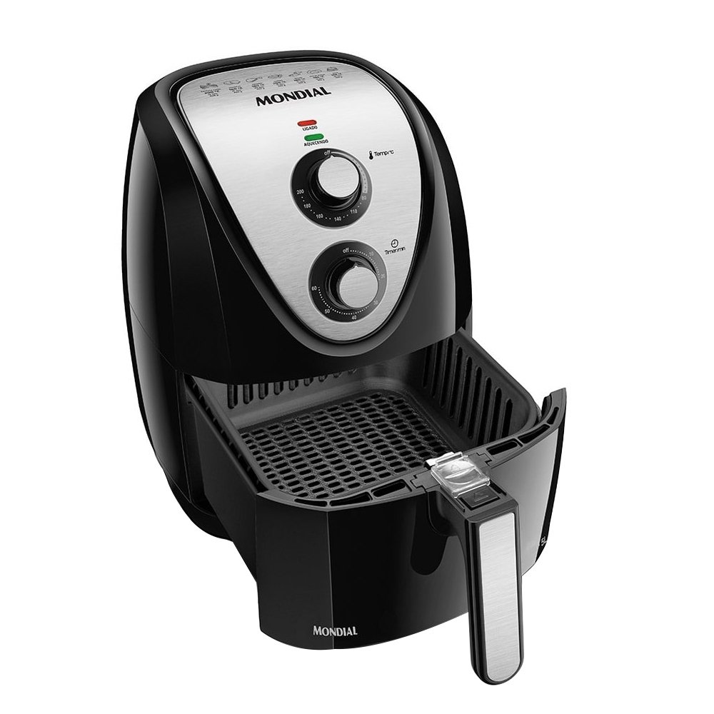 Fritadeira Air Fryer Mondial AFN50BI, 5 Litros, 1900W, Preto/Inox