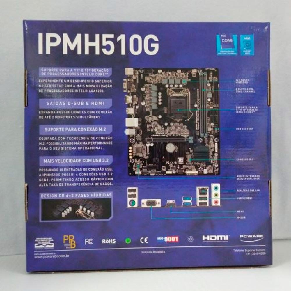 Placa Mãe Pcware IPMH510G, Processador LGA1200, DDR4 | eFácil