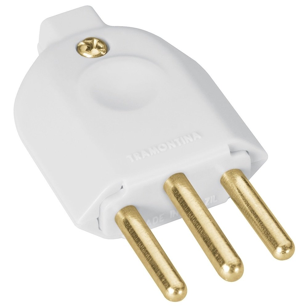 Pino Plug Macho Tramontina 2P+T 20a Branco - 10 Unidades ¿ Tramontina