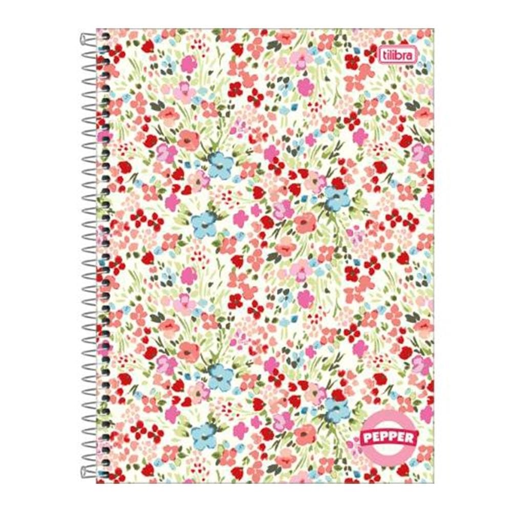 Caderno Espiral Tilibra Universitário Capa Dura Pepper Feminino 12 Matérias 192 Folhas 1983