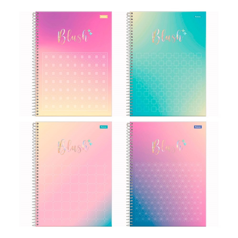 Caderno Espiral Foroni Universitário Capa Dura Blush 1 Matéria 80